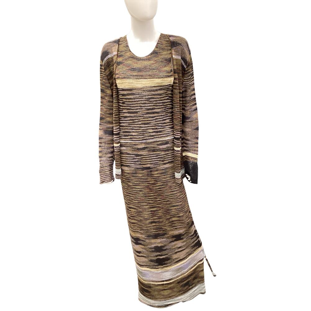 Vintage Carol Horn Set Women’s Size M (L On The Tag) Knit Cardigan+Long Dress